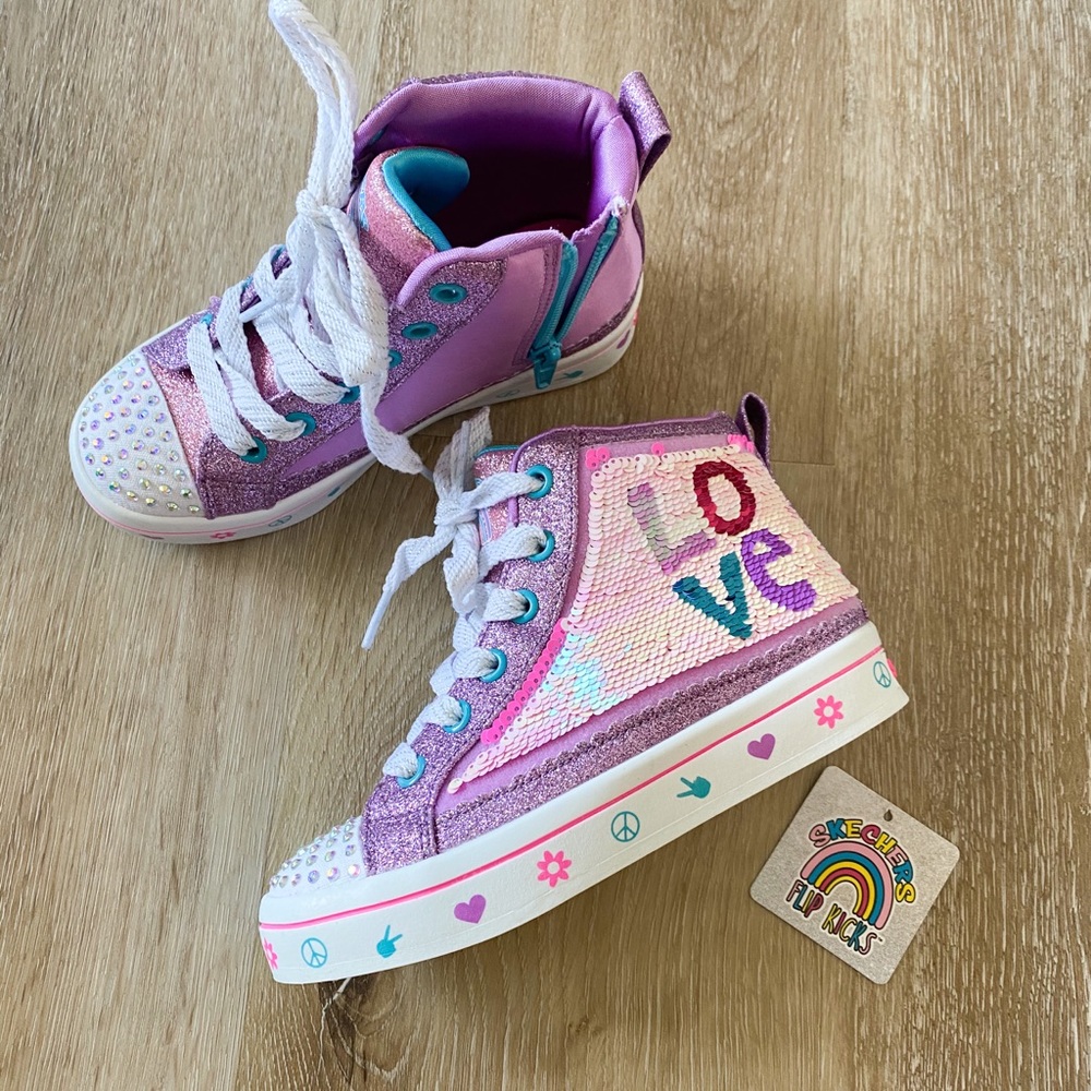 NEW Sketchers Girls Sneakers Flip Sequins 11.5